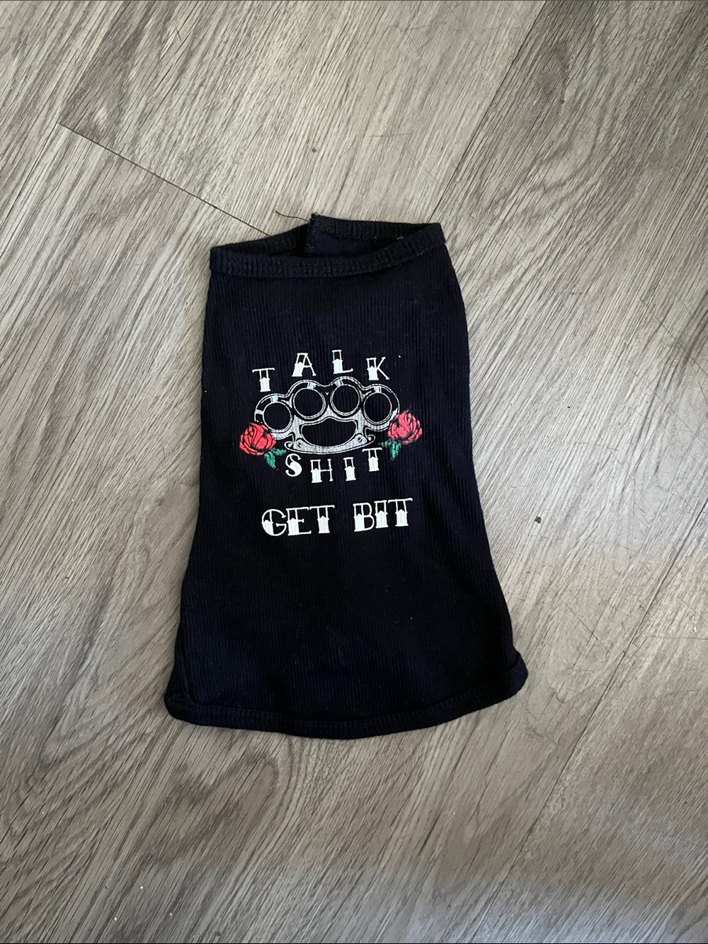 Black Graphic Dog Tee - 'Talk Shit Get Bit'